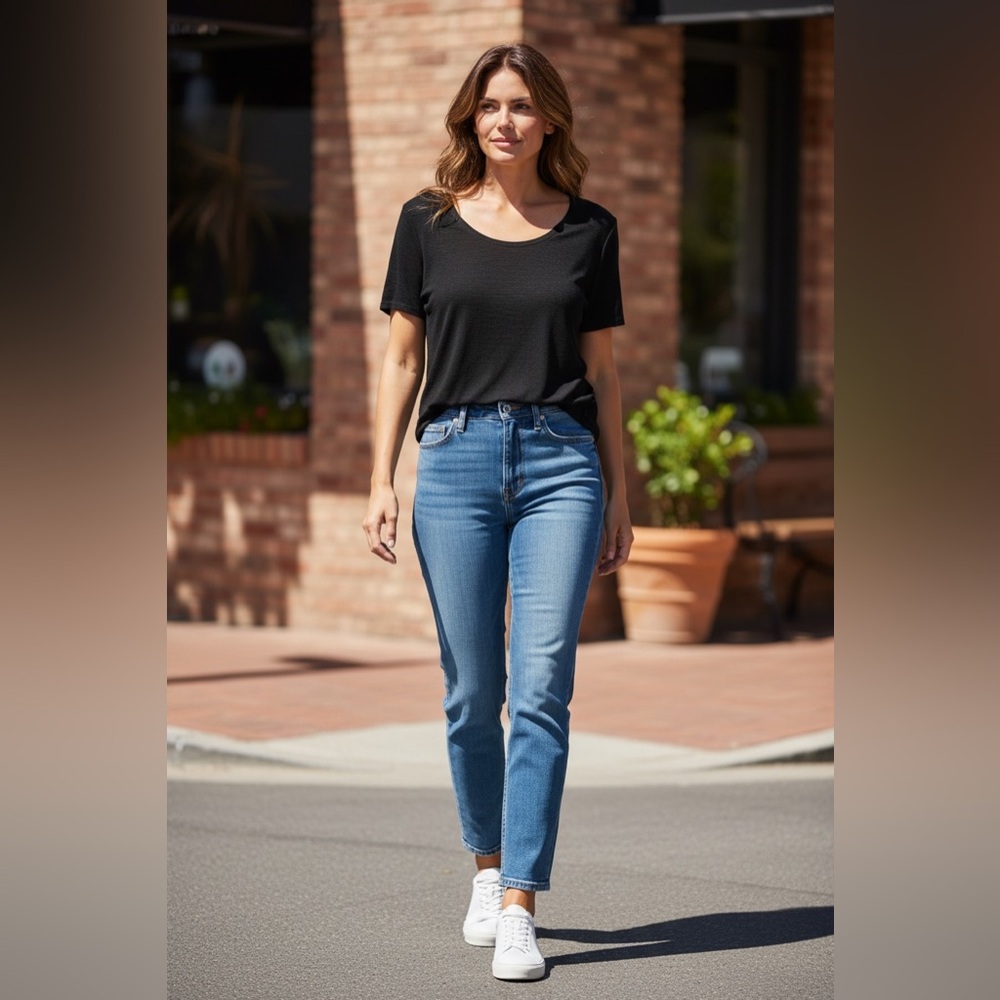 Valerie Stevens Black Size L short sleeve rib top